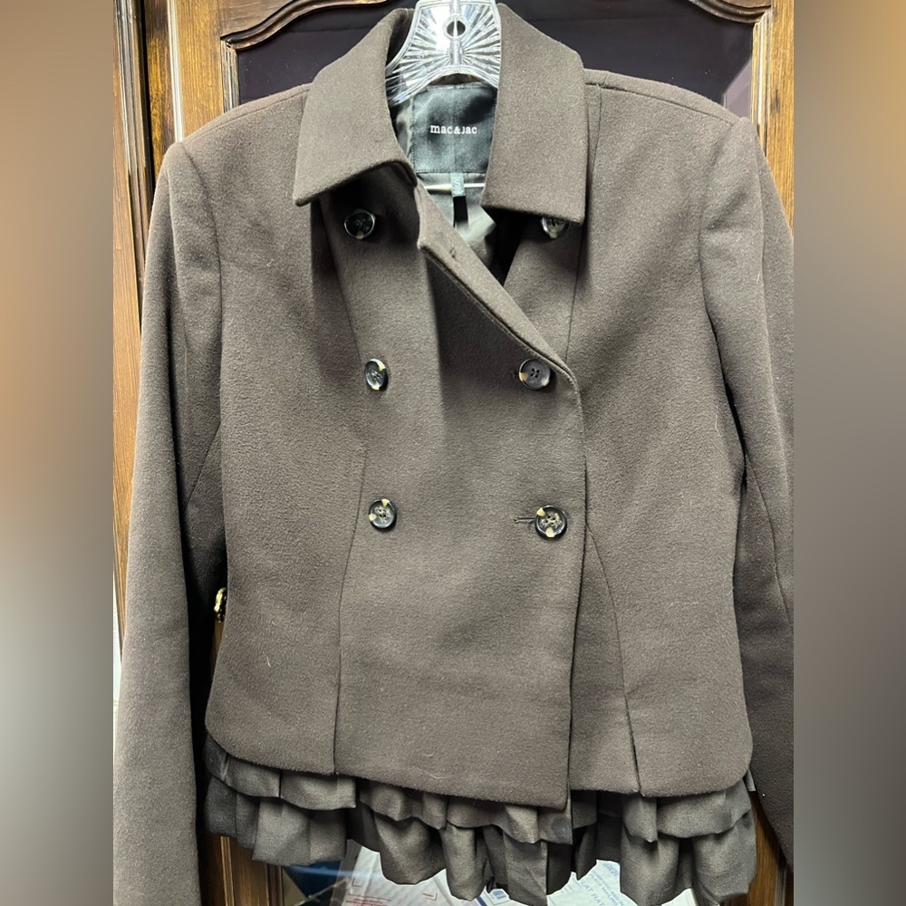 Mac & Jac Brown Sz S Women’s Double Breasted Y2K Style Fancy Suit Jacket